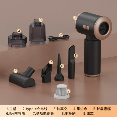 Blowing and Suction Integrated Car Vacuum Cleaner Home and Car Dual-use Mini Dust Collector Large Suction Wireless Handheld Portable Vacuum Cleaner (Tozsoranlar) - black