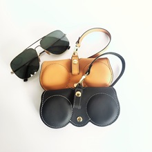 头层牛皮收纳袋真皮墨镜收纳包户外登山便携眼镜包眼镜袋猫眼设计