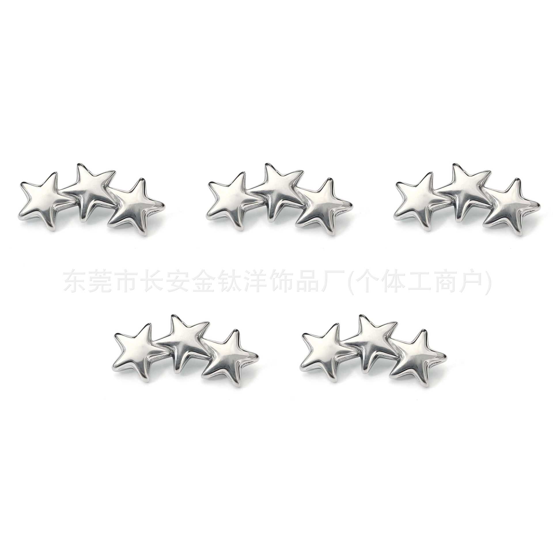 F136 Titanium Internal Thread Triple Pentagram Lip Stud Ear Stud Ear Bone Stud G23 Titanium Alloy Body Piercing Jewelry detail image 8