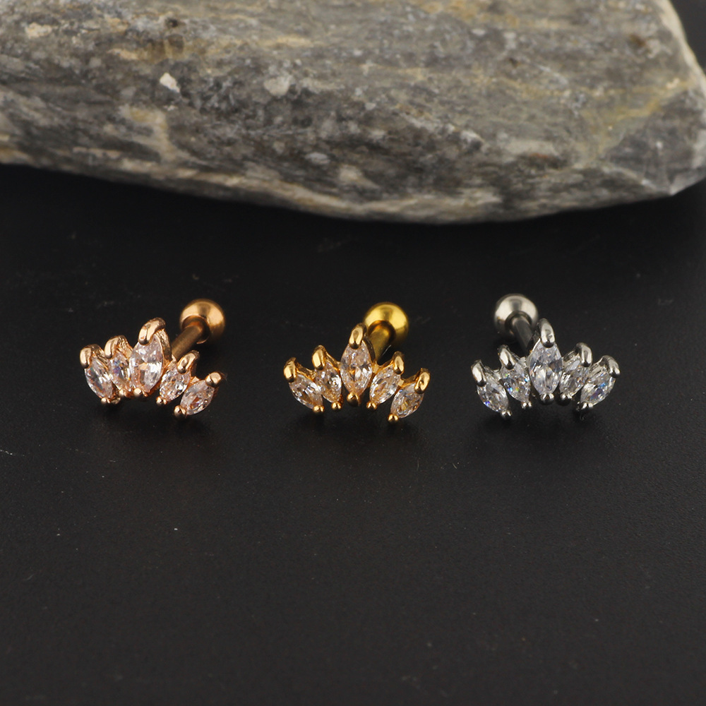Simple Style Geometric Stainless Steel Zircon Ear Studs 1 Piece