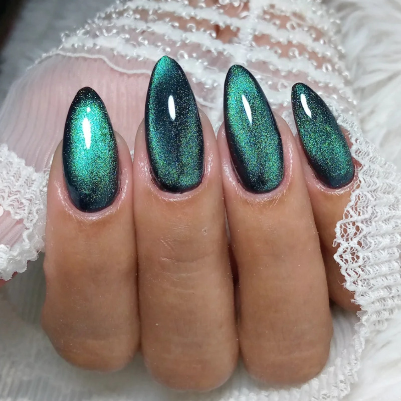 European and American Cross-Border Best-Selling Spring and Summer Vintage Green Cat-Eye High-End Wearable Nails, 24-Piece Boxed Finished Product European and American Cross-Border Best-Selling Spring and Summer Vintage Green Cat-Eye High-End Wearable Nails, 24-Piece Boxed Finished Product