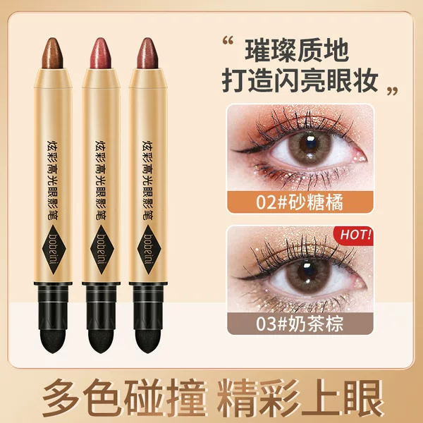 Berini Fantasy Color Glitter High-Gloss Eyeshadow Pen Double-Ended Eyeshadow Stick with One Touch of Pearlescent Fine Shimmer for Contouring and Brightening