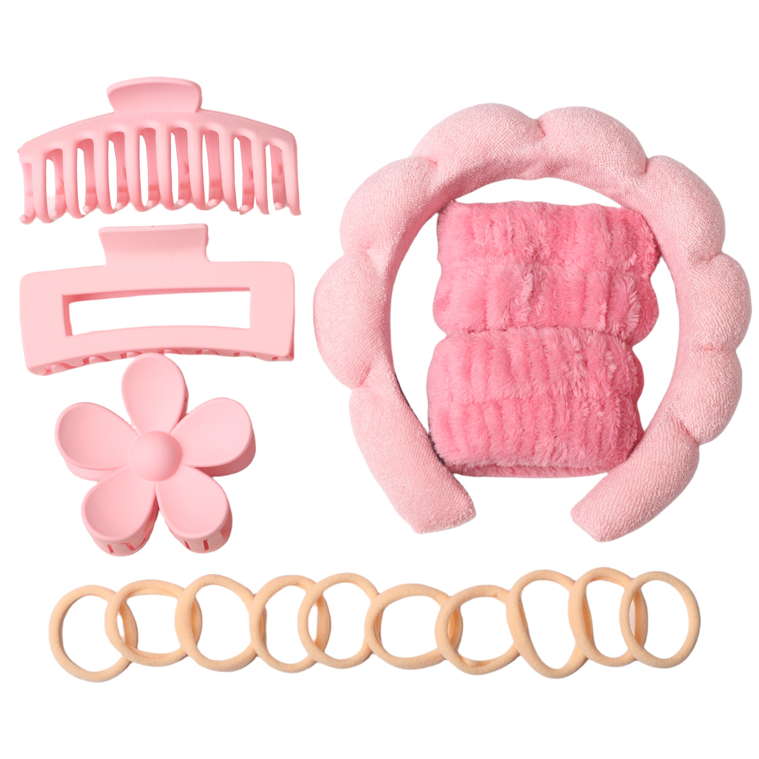 Diadema de nube de giro de esponja transfronteriza, pulsera de lavado de cara, anillo para el cabello de nailon, juego de pinzas de plástico grande, accesorios para el cabello image 7