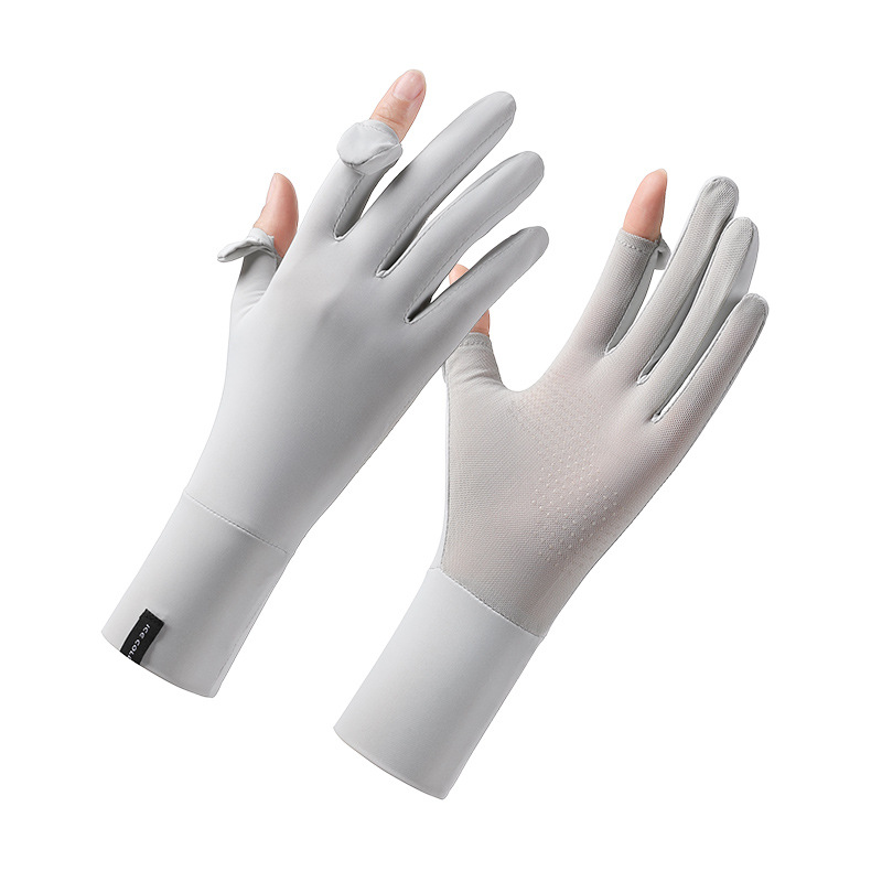 Guantes de protección solar para mujer de verano, sombra al aire libre, conducción, conductor de seda de hielo, deportes de conducción, guantes de seda de hielo cortos y ligeros