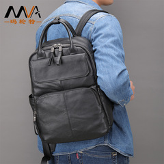 Mav新型カジュアルファッション男性リュックサック多機能ビジネスパソコンリュックサック頭層牛革通勤バッグ潮