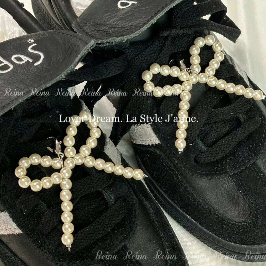 Small footwear buckle pearl with bow, universal accessories, accessory, flowered, Chanel style