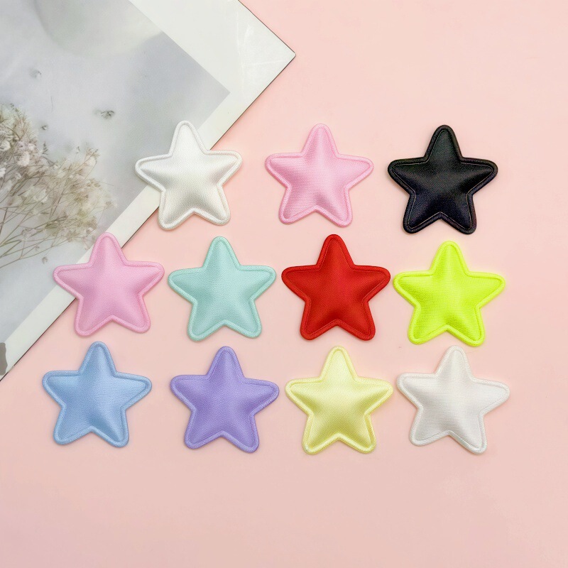 Ultrasonic Embossed Satin 2.5cm Five-pointed Star DIY Handmade Hairpin Headwear Clothing Hat Toy Decorative Matching
