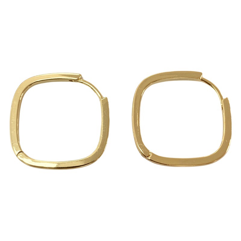 Copper gold-plated square glossy metal cold style earrings for women new trendy minimalist fashion high-grade earrings earrings