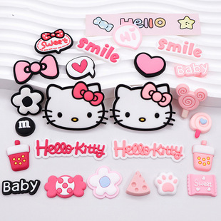 KT Cat Bow Tie Cat Sign Bow Love Lollipop Soft Glue Accessories DIY Mobile Phone Case Slippers Decoration