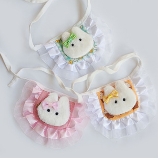 Tutu New Manufacturer Pet Saliva Towel Cute Plush Rabbit Cat Pink Bib Dog Saliva Towel Wholesale