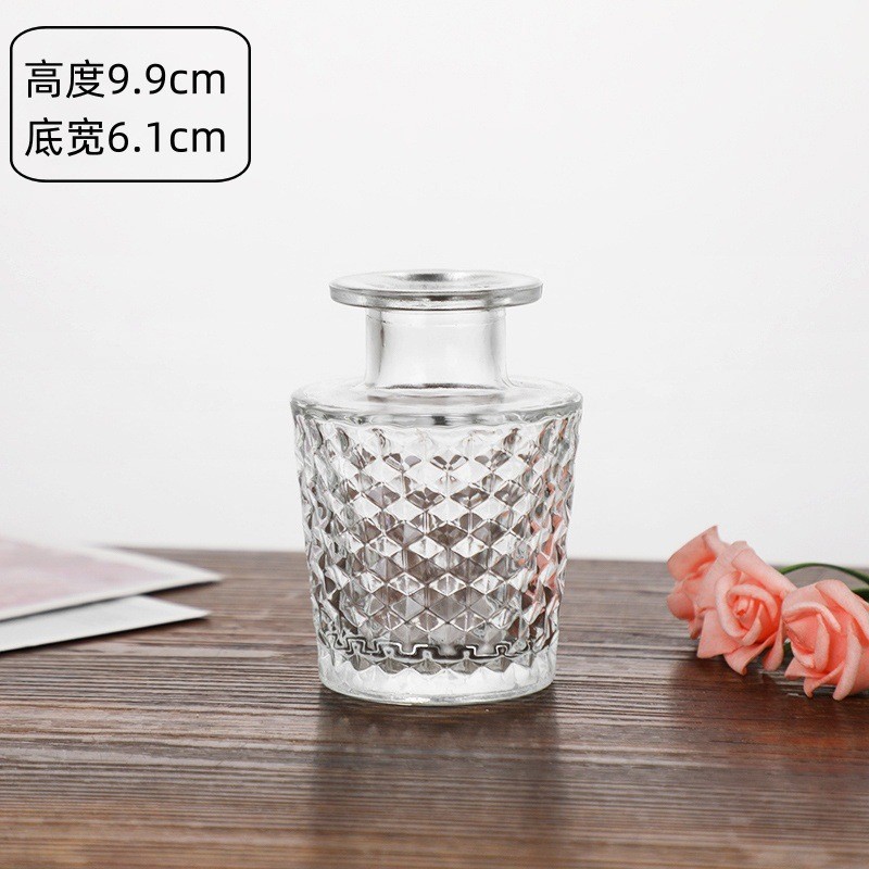 外国貿易卸売ライト高級ハイエンド小さな花瓶セットレトロレリーフフラワーアレンジメント装飾品透明ガラス花瓶|undefined
