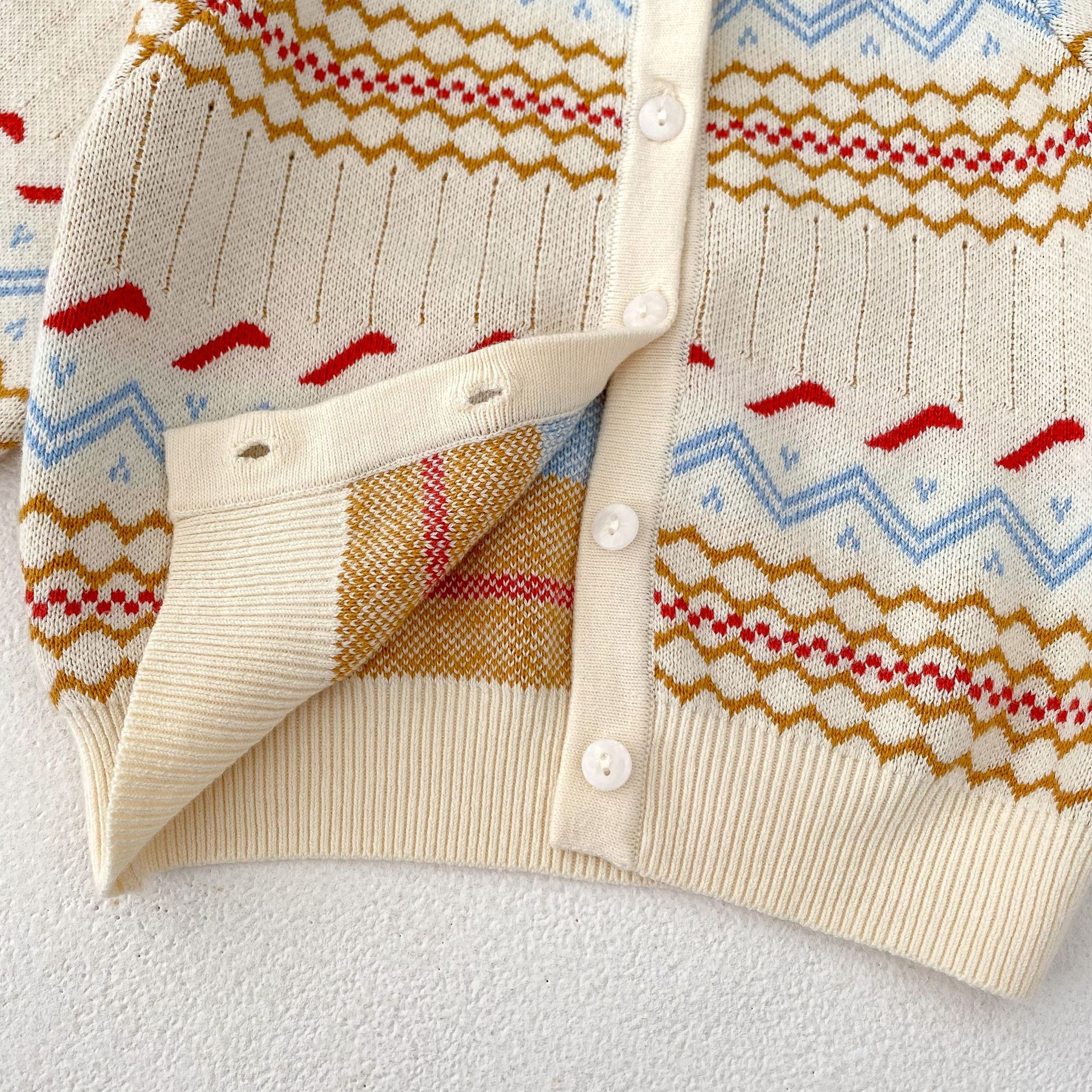 2024 őszi új unisex jacquard kötött szett fiúknak, lányoknak, babáknak, hosszú ujjú kardigán és khaki színben külön-külön_voghion.com