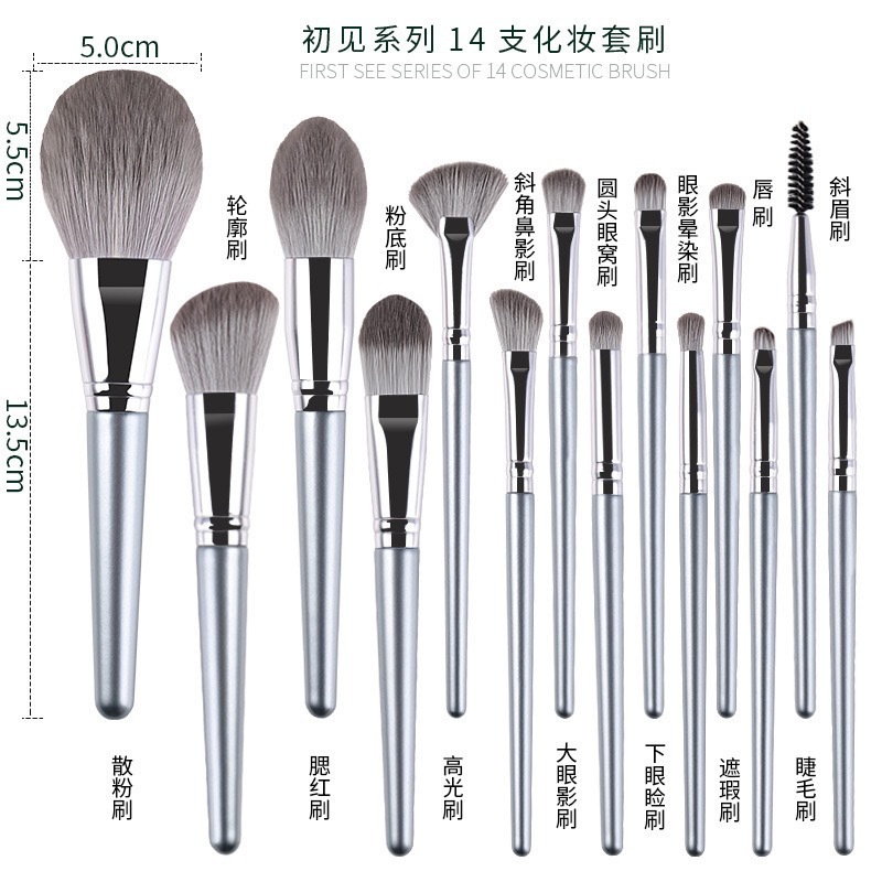 14-Piece Makeup Brush Set for Beginners, Ultra Soft Complete Powder Brush Set, Eyeshadow Brushes, Blush Brushes, Beauty Tools