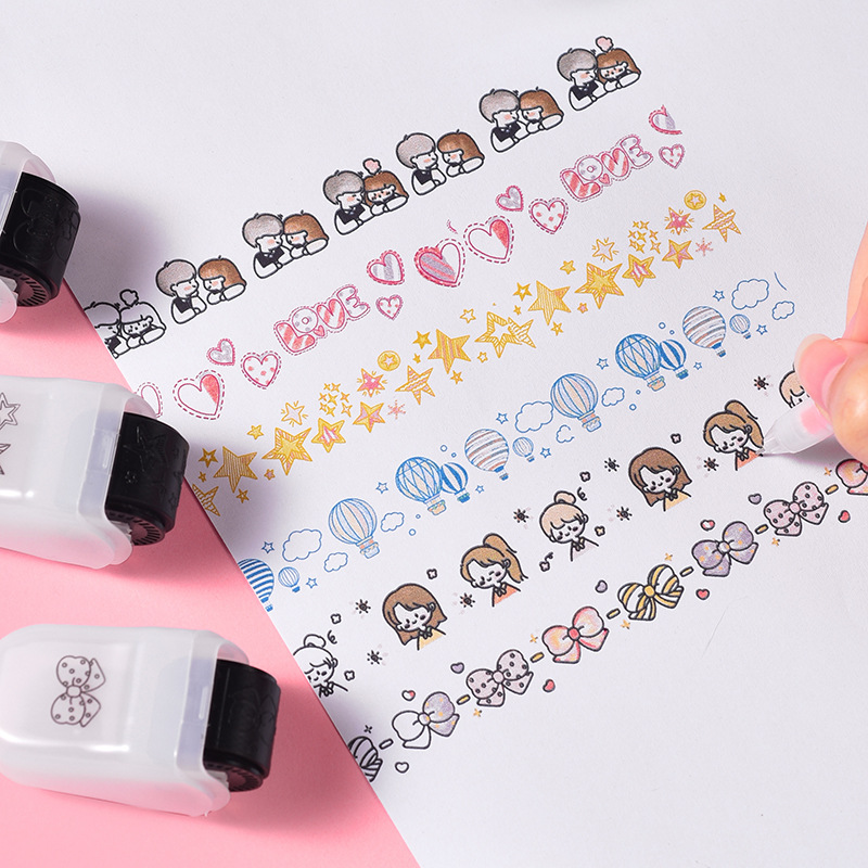 Cartoon Pattern Lace With Children's Knurling Seal Creative Seal Graffiti Hand Account Diy Roller Lace Decoration Belt display picture 3