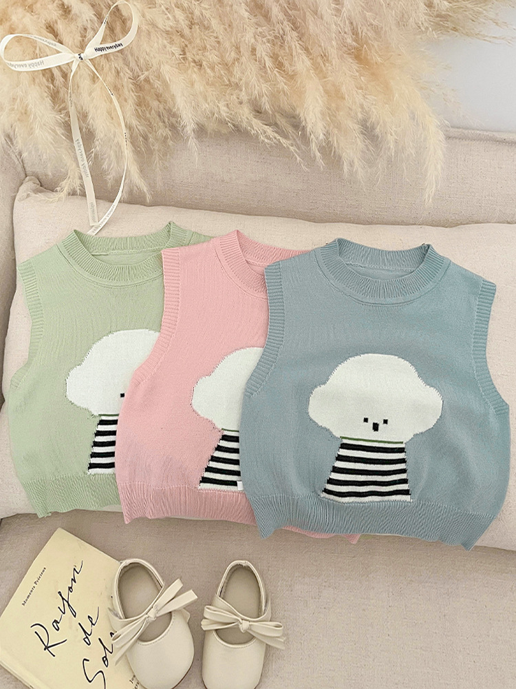 Bebé estilo occidental dibujos animados cachorro suéter chaleco coreano niña bebé suéter delgado chaleco de todo fósforo ropa infantil linda