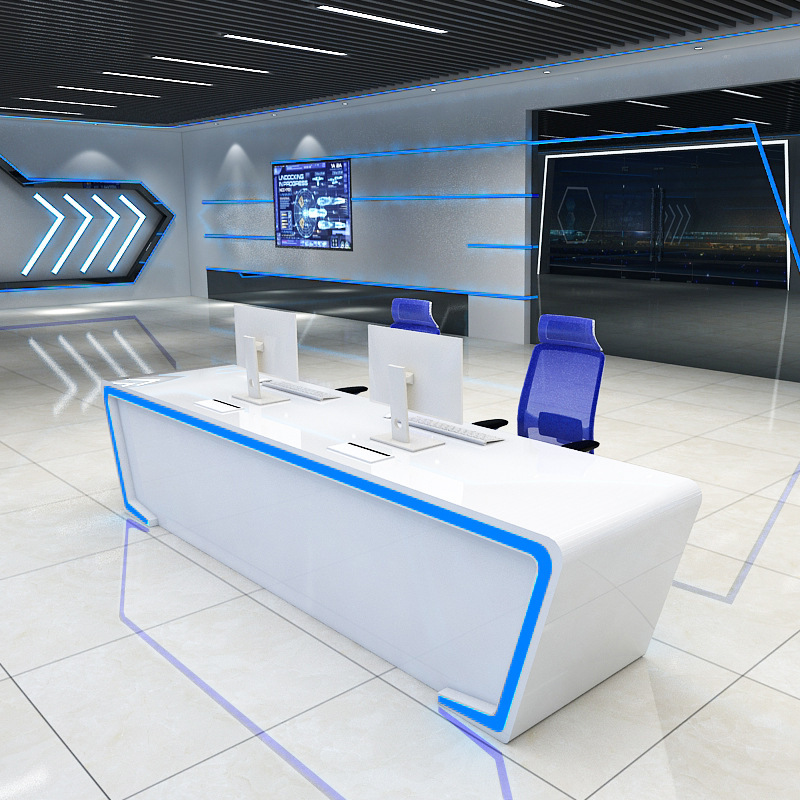 Command Center Console Dual-Monitor Control Room Painted Computer Workstation Curved Dispatch Workbench Office Desk