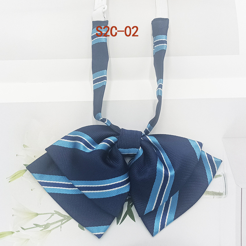 Pajarita de estilo universitario jk bowknot moda coreana casual rayas a cuadros niñas doble cuello flor spot al por mayor