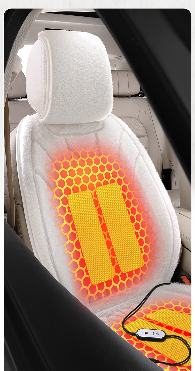 Car Heated Seat Cushion Graphene Long Hair Cigarette Lighter Multi-Speed Adjustment Fast Heating Car Heated Seat Cushion for Winter