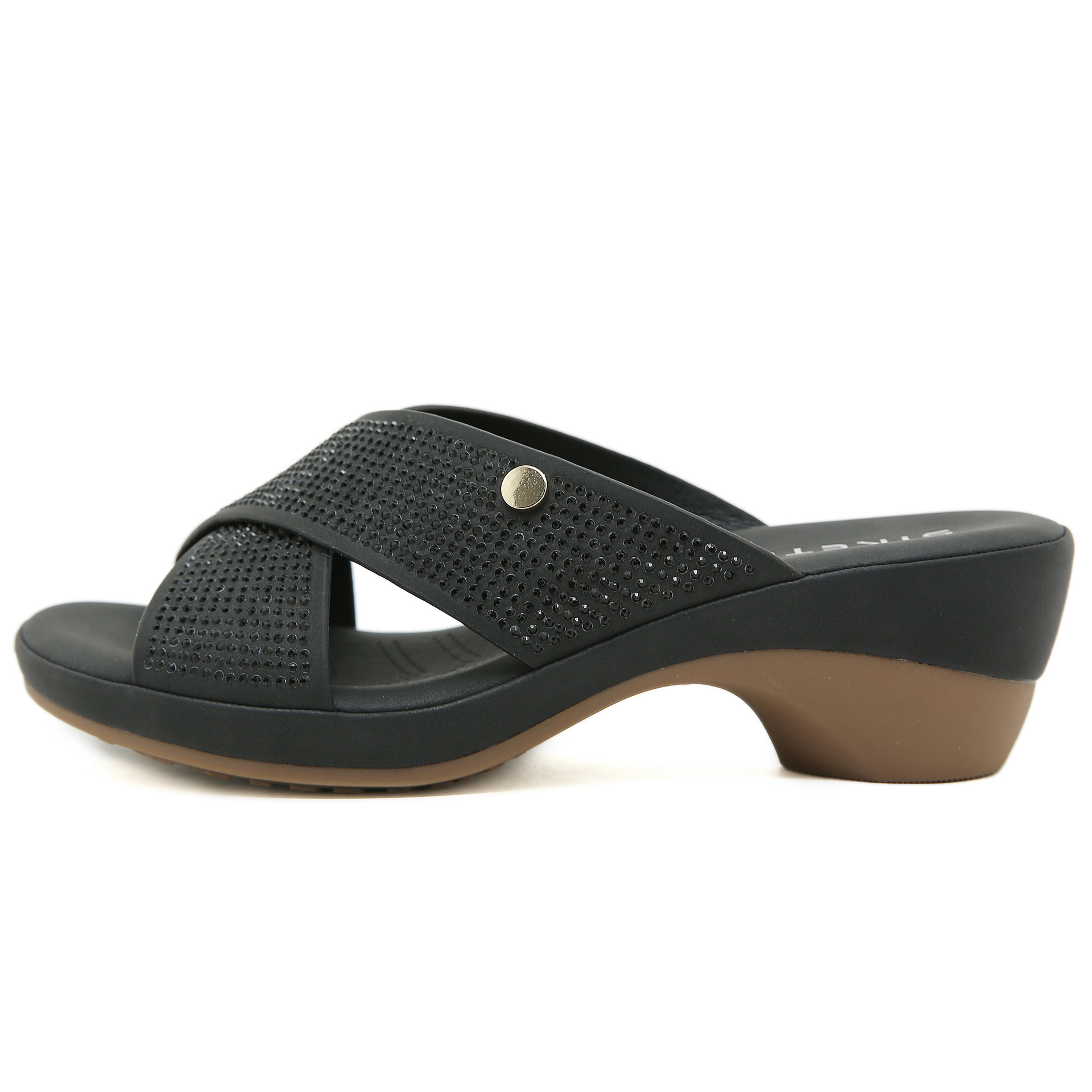 Sandal cao gót nữ hở mũi đính đá gót dốc chống trượt đi làm 2025 — Màu đen, Màu xanh lá, Màu mơ