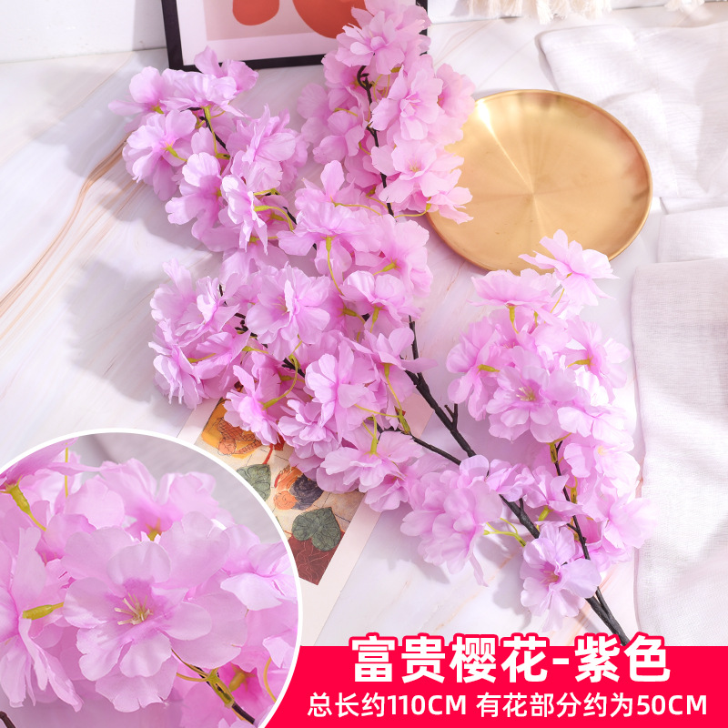 Simulación de flores de cerezo flor de plástico decoración flor falsa caña ingeniería paisajística al por mayor cifrado árbol de cerezo flores de seda de techo artificial