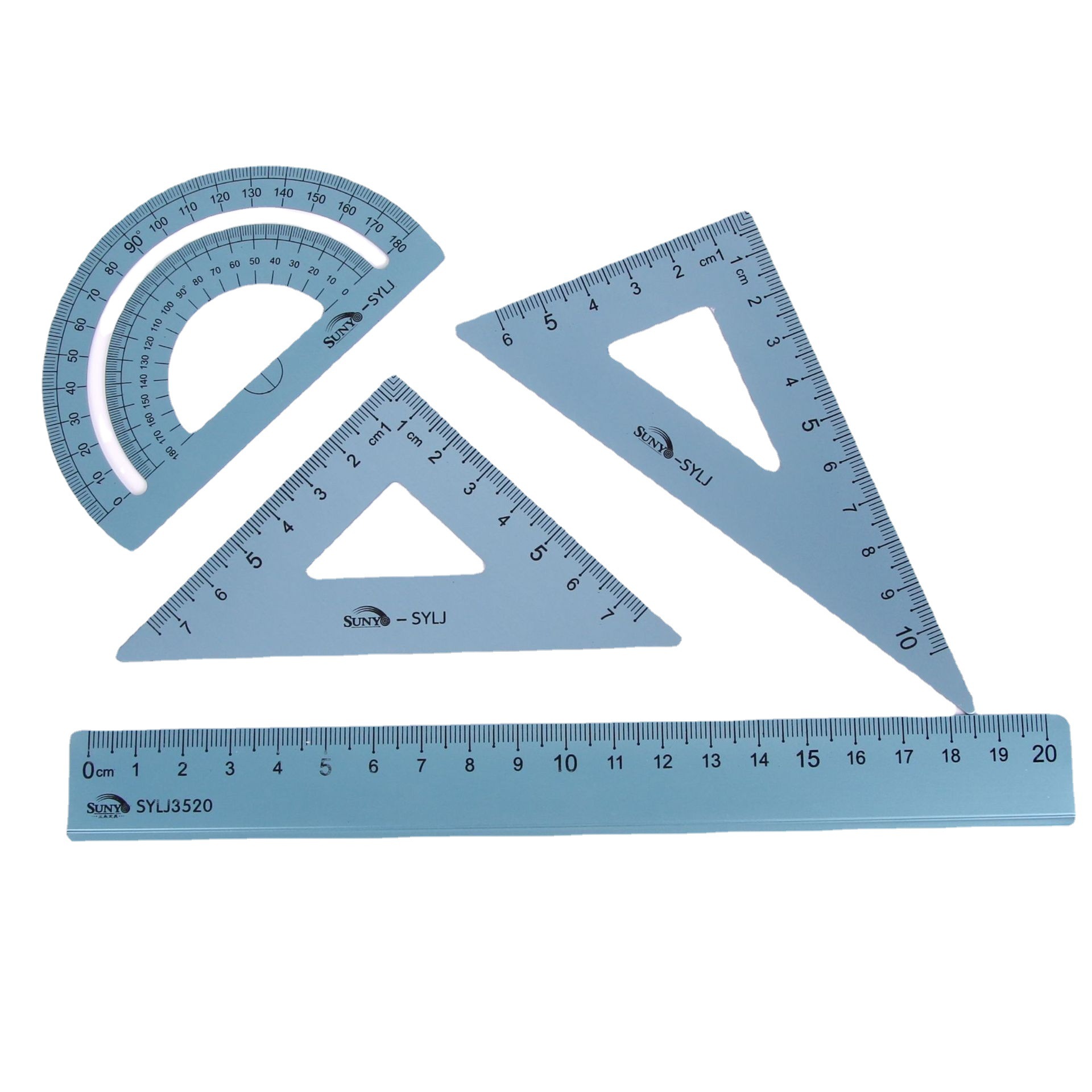 套尺铝合金套尺文具套装学生尺子四件套直尺三角板量角器绘图工具