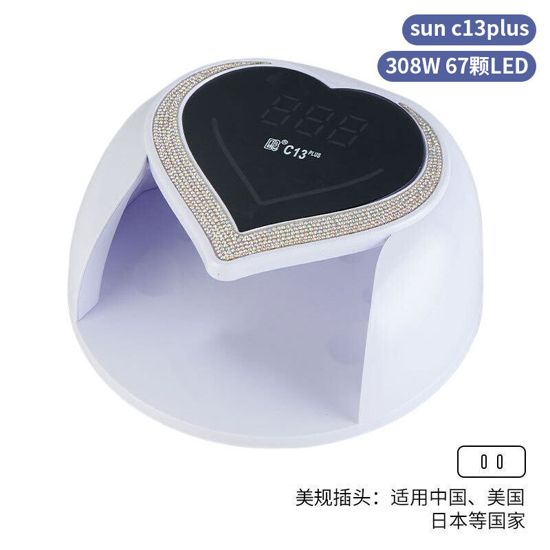 Lámpara de manicura inteligente de alta gama de luz de terapia de diamante 256W de alta potencia de pegamento de vinilo lámpara de horneado de dos manos secador de uñas transfronterizas