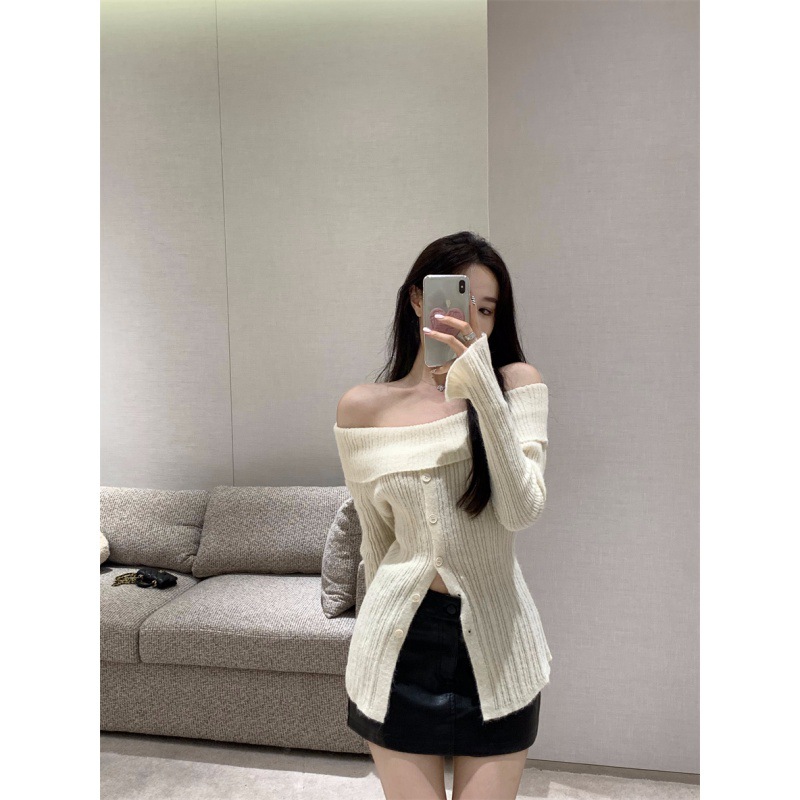 Women's Slim Short Lazy Long Sleeve Knit Pullover Sweater Image 2
