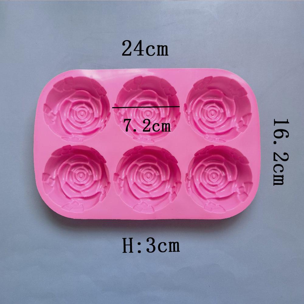 6連玫瑰花340巧克力模具食品級烘焙用品DIY餅乾模蛋糕硅膠模具