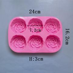 6連玫瑰花340巧克力模具食品級烘焙用品DIY餅乾模蛋糕硅膠模具