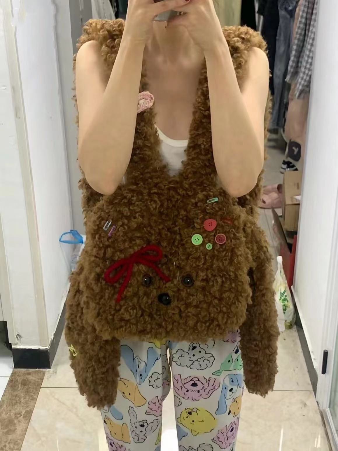 2023 neue frauen Tasche Original Teddy Plüsch Hund Rucksack Nette Mädchen Tasche Nette Herbst und Winter Cartoon Rucksack Flut_voghion.com