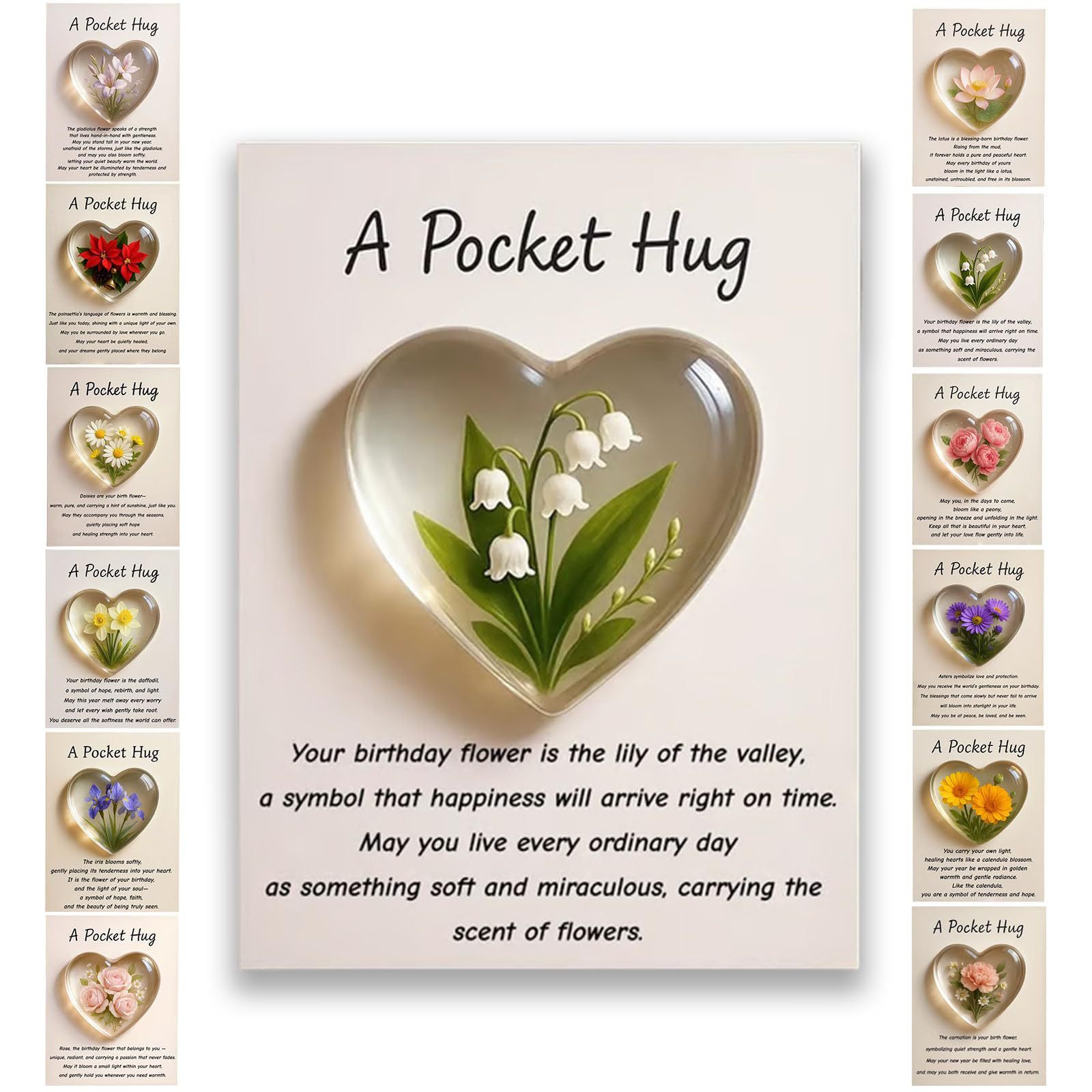 Birth Flower Pocket Hug Gift For Any Occasion Personalized Keepsake_voghion.com