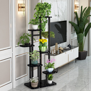 Mobile Wheeled Painted Steel Frame Flower Rack Storage Rack Balcony Living Room Pothos Rack Indoor Multi-Layer Floor-Standing Flower Pot Rack