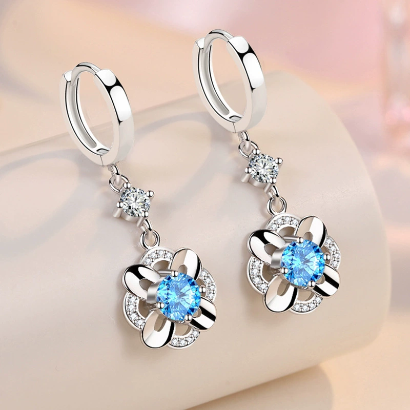 Серьги, модные элегантные zirconium, стиль легкой роскоши, цветочные