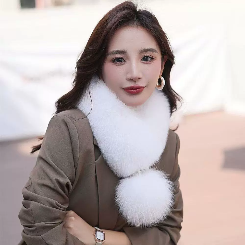 新款真狐狸毛围脖围巾真毛皮草冬季百搭保暖磁铁吸扣围脖毛领子