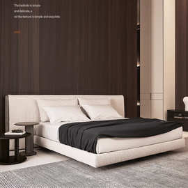 意大利设计师新款布艺床YUME意式极简主卧室双人床大床头软包靠枕
