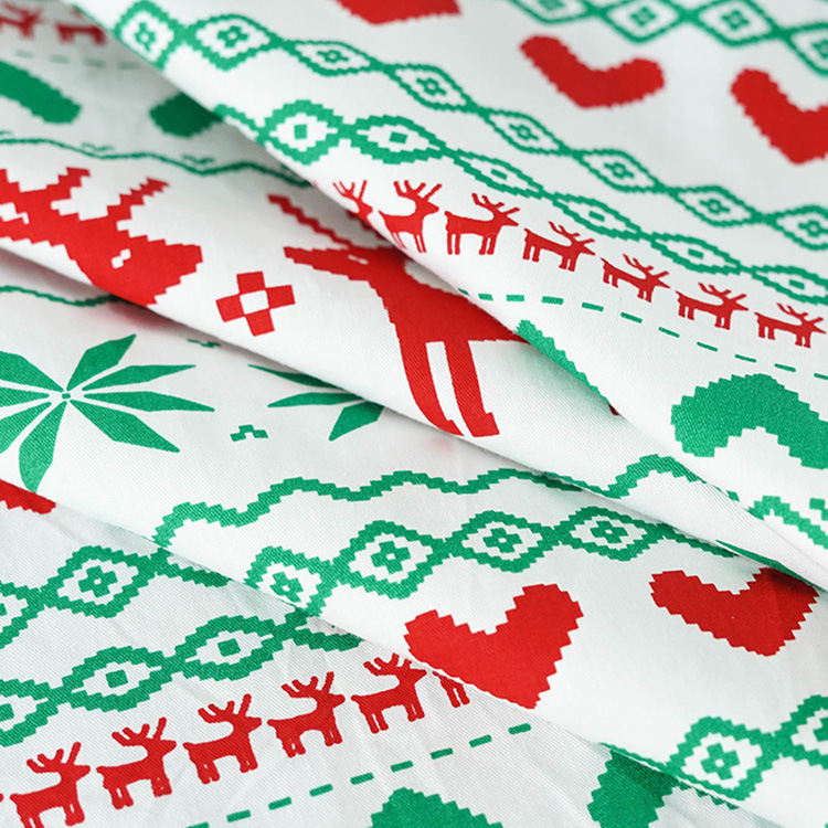 Diseño de patrón de estilo navideño cómodo 100% algodón textil impreso tela de ropa