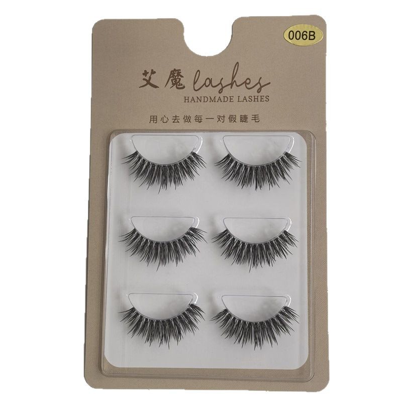 Ai Mo Pestañas postizas nuevas europeas y americanas, simulación gruesa, rizada, pelaje de varios niveles, tallo 3d esponjoso, hilo de seda fino, tallo transparente