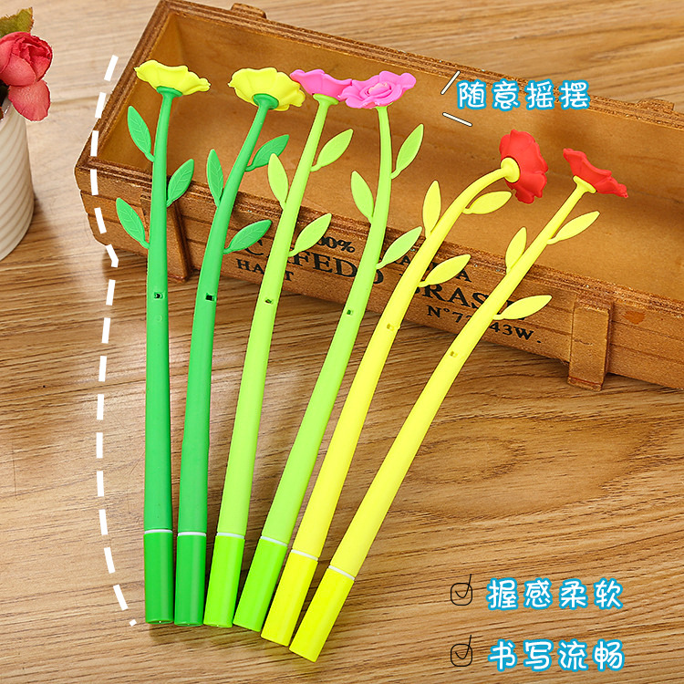 Bolígrafo de Gel de Camelia creativo, papelería de aprendizaje de dibujos animados, bolígrafo de flores, suministros de oficina personalizados, bolígrafo de firma a base de agua