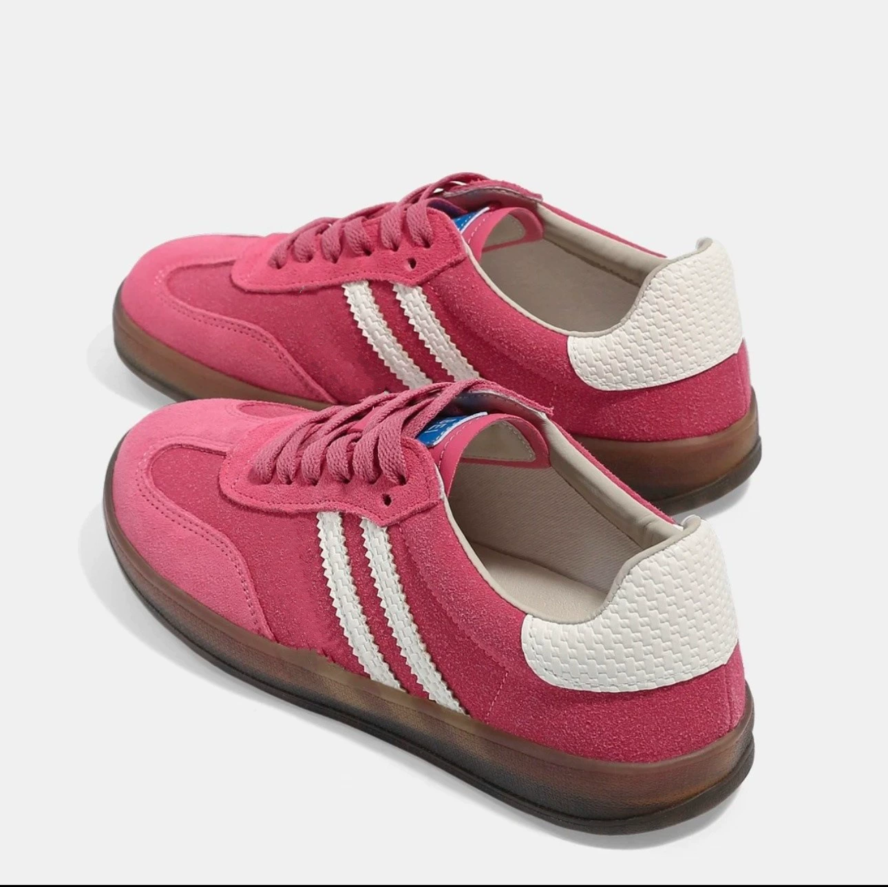 Клубничный медведь ~ Повседневная аргановая обувь в Корейском стиле из натуральной кожи, кроссовки на шнуровке, новинка 2024 года, розовая немецкая тренировочная обувь в стиле ретро для женщин