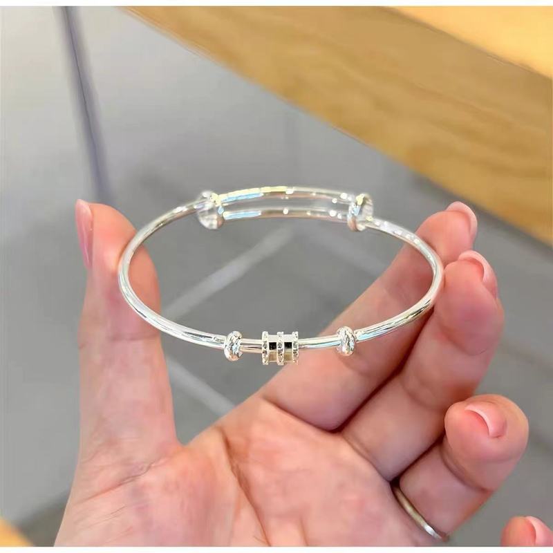 Douyin ライブ韓国風ファッションスモールウエストブレスレット女性用シルバーメッキプッシュプルブレスレットシンプルなインターネットセレブトレンディな女性多用途フォレストスタイル|undefined