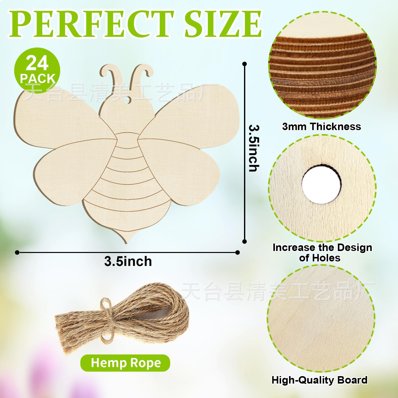 Colgante decorativo en forma de abeja de madera hueco sin terminar en blanco sin terminar decoración de abeja artesanía del hogar