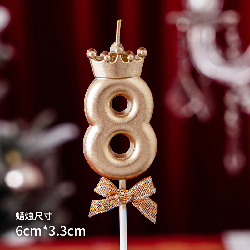 Rojo en línea creativo corona arco digital vela decoración de la torta de cumpleaños plug-in de fiesta de cumpleaños de vestir
