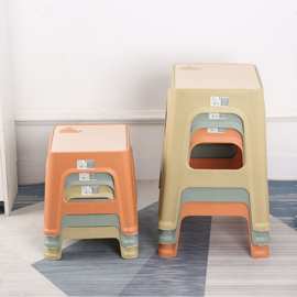 海豚印花方凳中凳加厚防滑塑料凳家用简约可爱凳