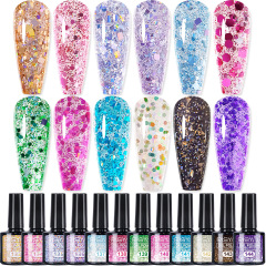 ネイルアートの新しいスパンコール色のマニキュアGlitter Gel polishマニキュア色のマニキュアのクロスボーダー専用