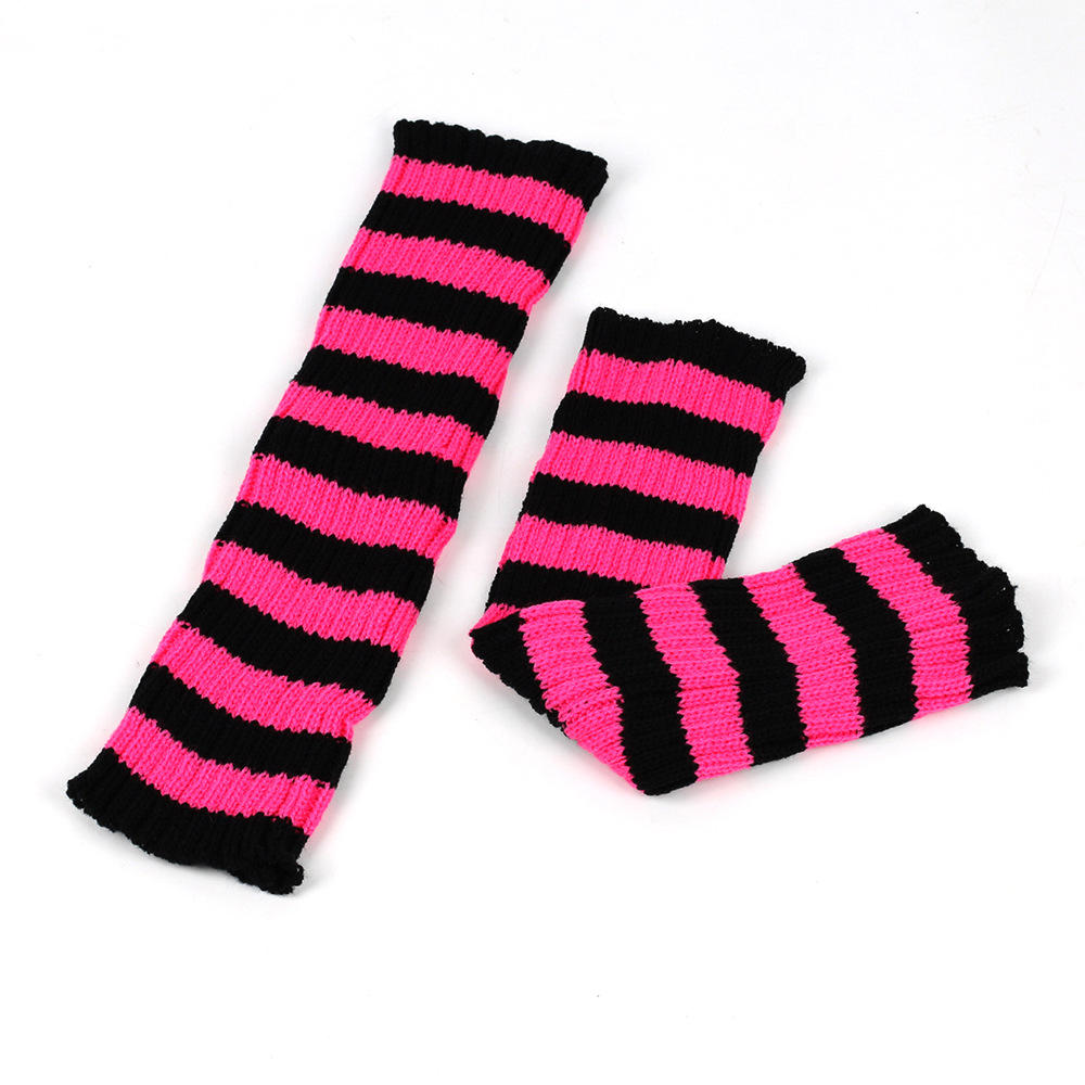 Warm woolen men women, leg warmers for autumn and winter, knitted foot protection colorful striped boot covers, stacked_voghion.com