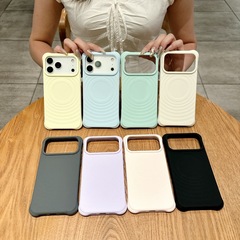 纯色波漾磁吸手机壳适用苹果17/16PROMAX个性全包iPhone15/14防摔