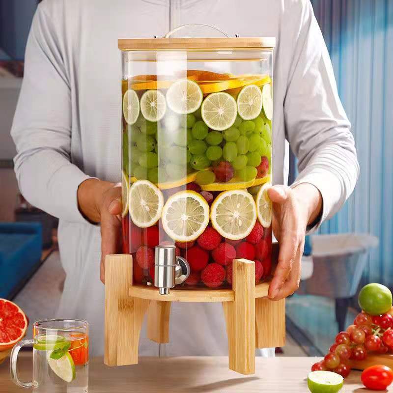 Hervidor frío de gran capacidad, hervidor de agua frío con grifo, hervidor de limón, jugo, bebida de cola, contenedor de barril, botella de vidrio de vino empapado