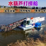 广东水葫芦打捞船 河面水草收割机械设备 机械化小型半自动捞草船