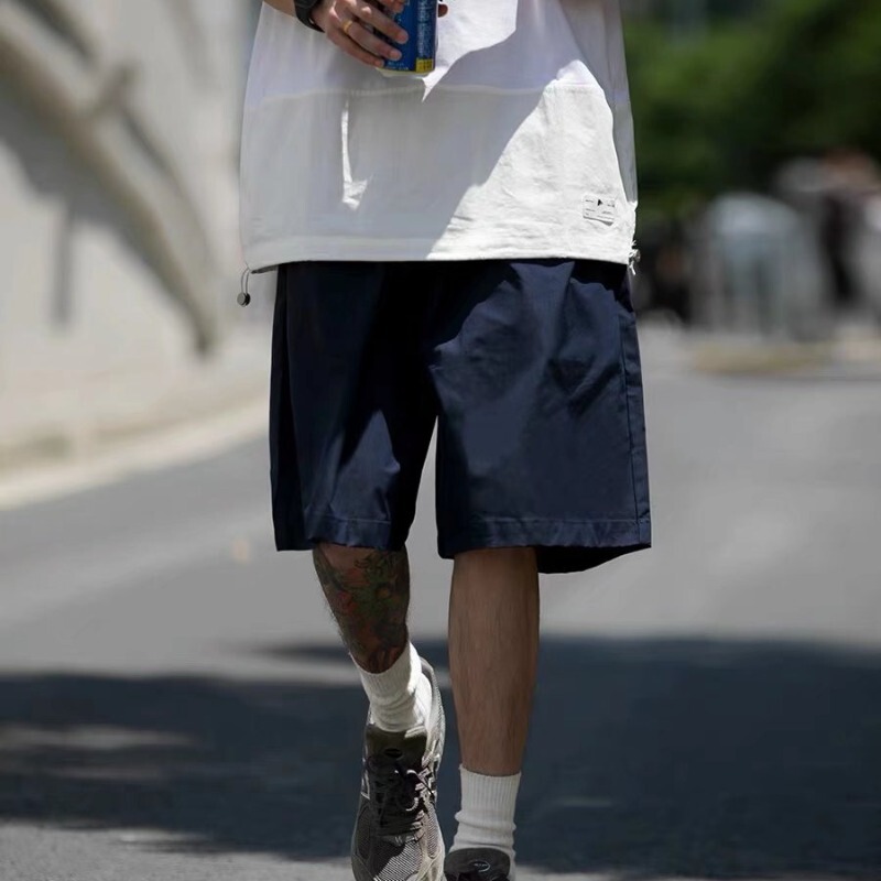 2022 Japanese style CityBoy style loose casual shorts men's summer fashion brand straight overalls solid color middle pants 2022 Japanese style CityBoy style loose casual shorts men's summer fashion brand straight overalls solid color middle pants