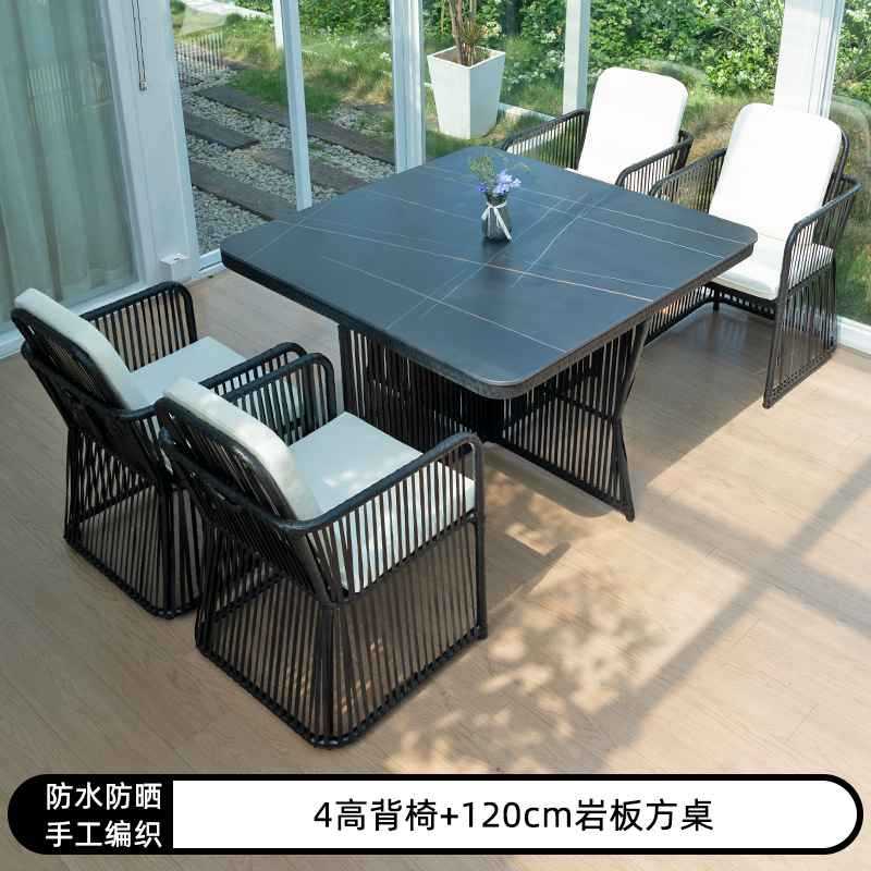 Al Aire Libre mesa y silla patio ocio ratán mesa y silla combinación terraza jardín al aire libre Mesa de té Muebles silla impermeable Protección solar